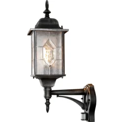 Seinävalaisin Konstsmide Milano 7268-759, 160x285x530mm, yläsuunta, liiketunnistimella, mustahopea