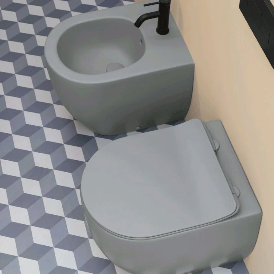 Seinä-WC-istuin Lavabo Glomp Mini pehmeästi sulkeutuvalla istuinkannella, huuhtelukaulukseton, matta, eri värejä