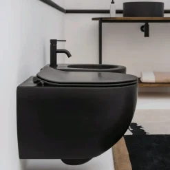 Seinä-WC-istuin Lavabo Glomp Mini pehmeästi sulkeutuvalla istuinkannella, huuhtelukaulukseton, matta, eri värejä