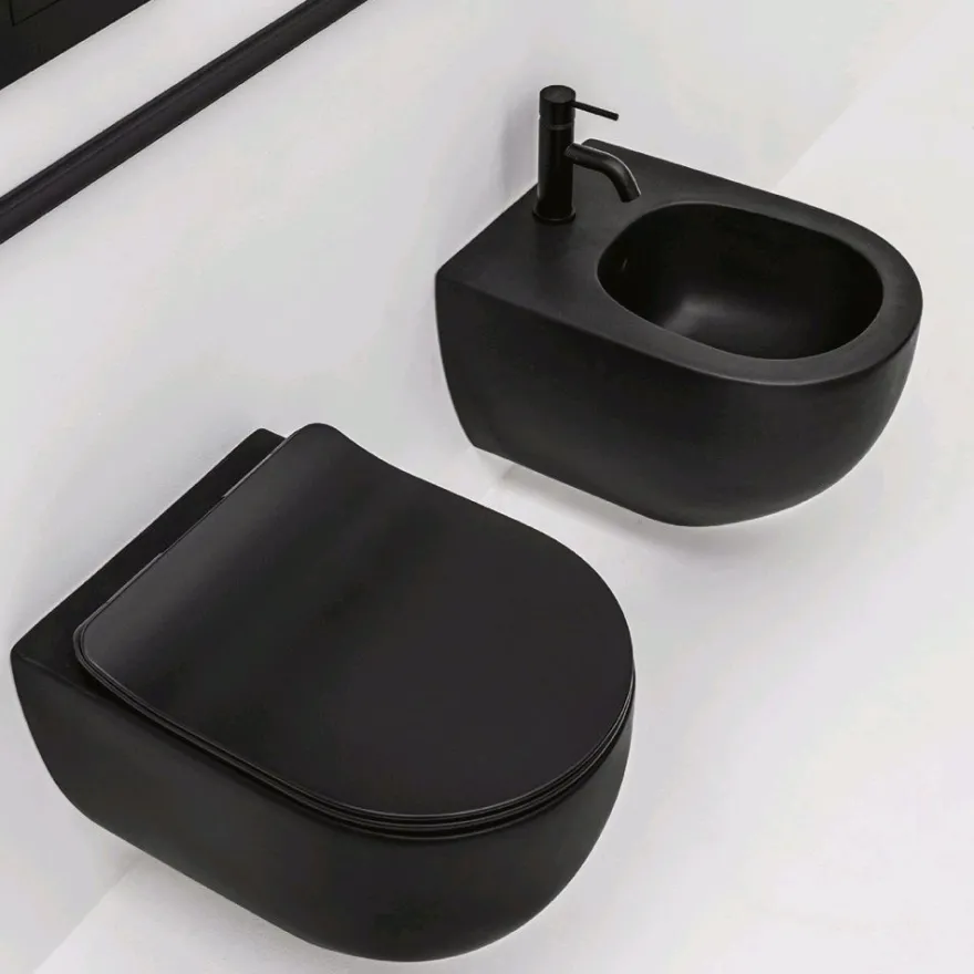 Seinä-WC-istuin Lavabo Glomp Mini pehmeästi sulkeutuvalla istuinkannella, huuhtelukaulukseton, matta, eri värejä