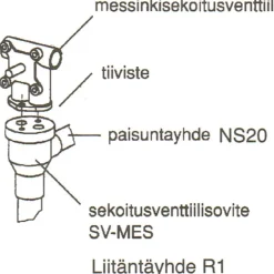 Sekoitusventtiilin sovite Jäspi 22 mm