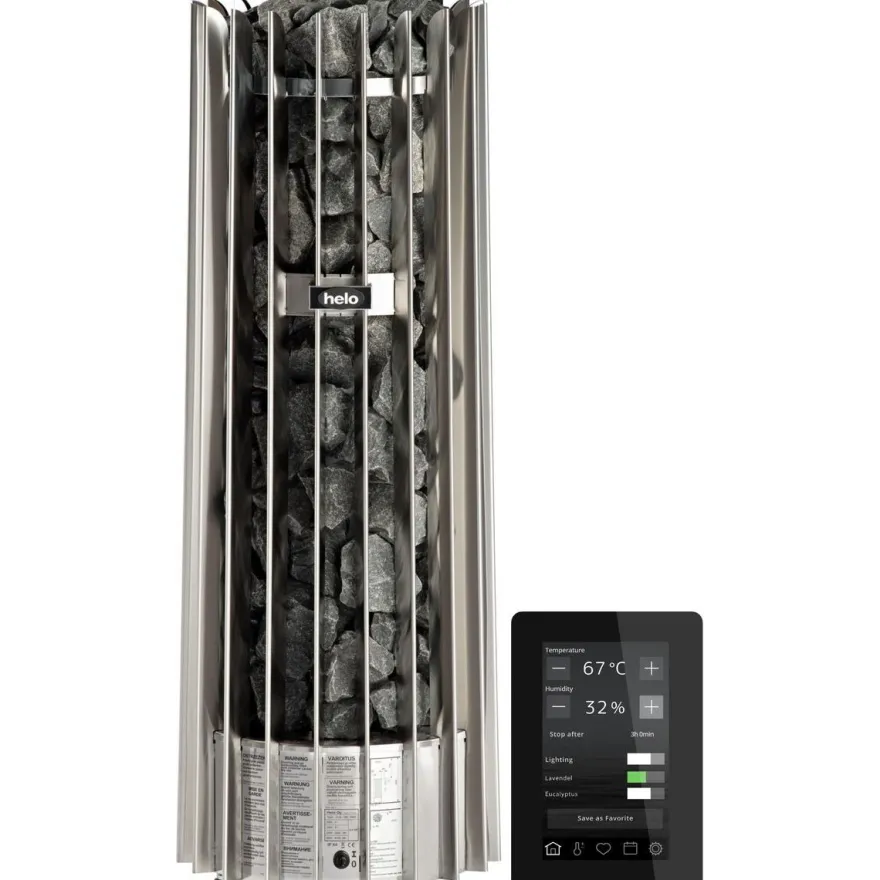Sähkökiuas Helo Rocher 70 Elite, 6.8kW, 5-9m³, erillinen ohjaus
