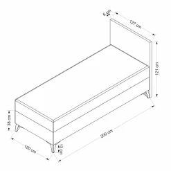Säilytyssänky + sängynpääty Linento Furniture Carine, ilman patjaa, musta