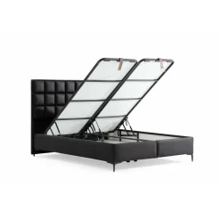 Säilytyssänky + sängynpääty Linento Furniture Carine, ilman patjaa, musta