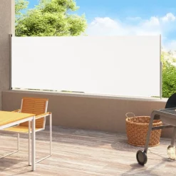 Sisäänvedettävä terassin sivumarkiisi 180x500 cm kerma
