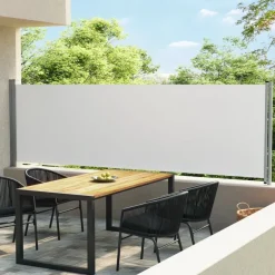 Sisäänvedettävä terassin sivumarkiisi, 140x600 cm, kerma