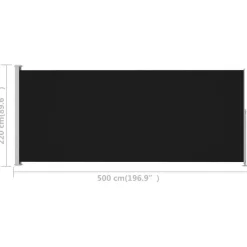 Sisäänvedettävä terassin sivumarkiisi 2 220x500 cm musta