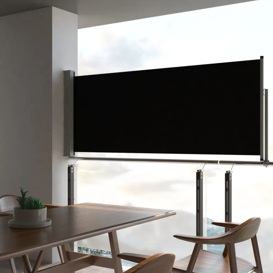 Sisäänvedettävä terassin sivumarkiisi, 100 x 300 cm, musta