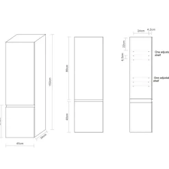 Sivukaappi Bathlife Eufori 450x1500x350mm, musta