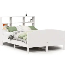 Sänky kirjahyllyllä täysi mänty, eri kokoja ja värejä (44209)