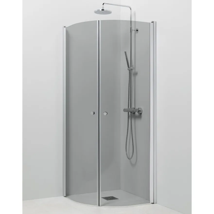 Suihkukulma Vihtan Ocean 4+4 700/900mm, kääntyvä kaareva, harmaa lasi