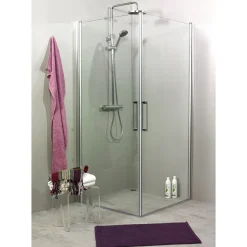 Suihkunurkkaus Noro Fix Trend C 99, 900x900x1950 mm, mattahopea, kirkas lasi