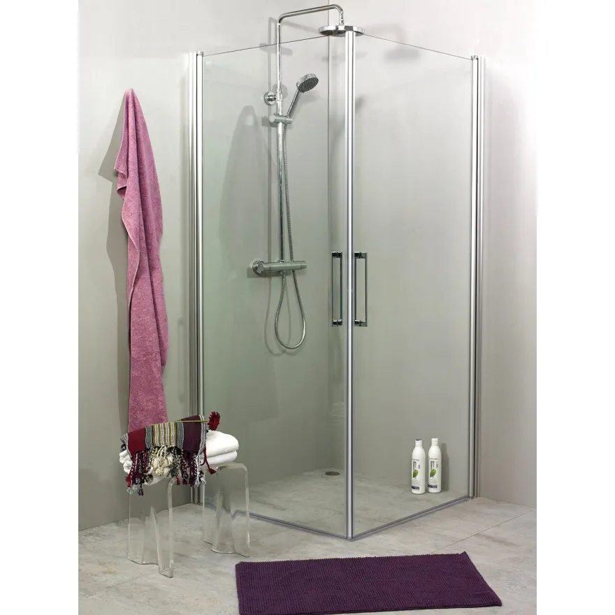 Suihkunurkkaus Noro Fix Trend C 99, 900x900x1950 mm, mattahopea, kirkas lasi