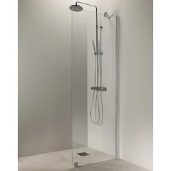 Suihkuseinä Vihtan Puro 6, kirkas lasi, alumiini/musta, eri kokoja