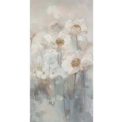 Taulu Home4You 60x120 cm, valkoiset kukat, beige