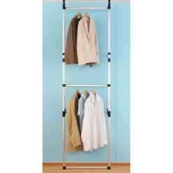 Teleskooppinen vaatekaappijärjestelmä 2 tangoilla alumiini, 110cm