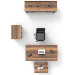 Toimistokalustesetti Linento Furniture Mn09-Ba, ruskea/antrasiitti