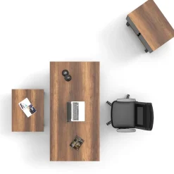 Toimistokalustesetti Linento Furniture Mn08-Ba, tummanruskea/antrasiitti