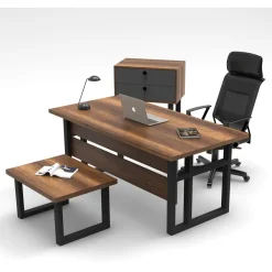 Toimistokalustesetti Linento Furniture Mn08-Ba, tummanruskea/antrasiitti