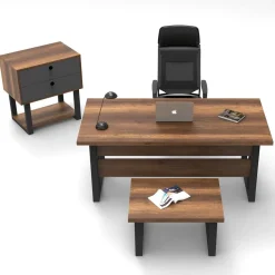 Toimistokalustesetti Linento Furniture Mn08-Ba, tummanruskea/antrasiitti