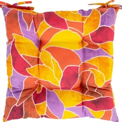 Tuolin pehmuste Home4You LONETA 40x40 cm, punainen lehtikuosi, monivärinen