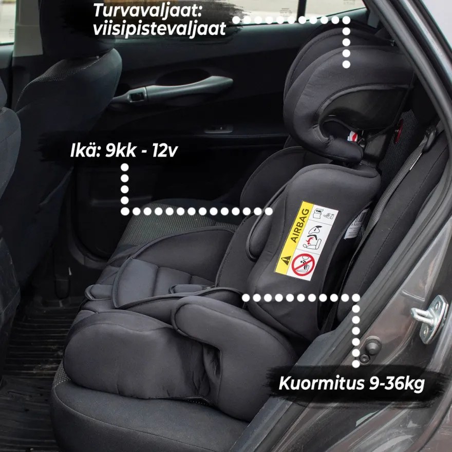 Turvaistuin Kikid Basic Black Edition 9-36 kg