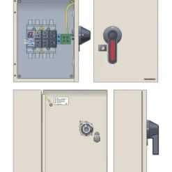 Turvakytkin Norwesco ESWM4 3125H, edestä väännettävä, 3x125A+apukosketin, 415V, 55kW, IP65, harmaa