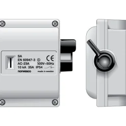 Turvakytkin Norwesco SA416/M25, sivusta väännettävä, 4x16A, 500V, 7.5kW, IP54, harmaa