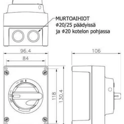 Turvakytkin vääntimellä Katko IsoSafe KUM 322 3X32A 400V 15kW aurinkovoimaloille