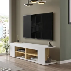 TV-taso Linento Furniture LV13, valkoinen/tammi
