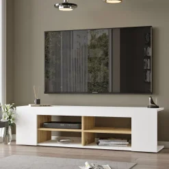 TV-taso Linento Furniture LV13, valkoinen/tammi
