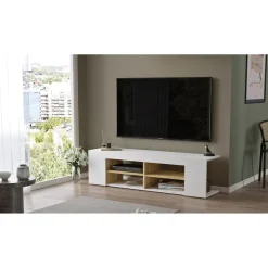 TV-taso Linento Furniture LV13, valkoinen/tammi