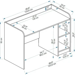 Työpöytä Linento Furniture Luses, 123.6x60cm, valkoinen