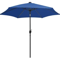 Ulkoaurinkovarjo led-valot alumiinitanko 300cm taivaansininen