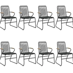 Ulkoruokailuryhmä, teräs/lasi, musta, erilaisia kokonaisuksia