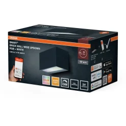 Ulkoseinävalaisin Osram Smart+ Wifi Brick Wide ylös/alas RGB + W 3000K tummanharmaa