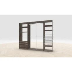 Vaatehuoneen kaapisto Mirror Line, leveä I-malli laatikoilla, koreilla ja vaatetangoilla, 2600x2100x510mm, eri värejä