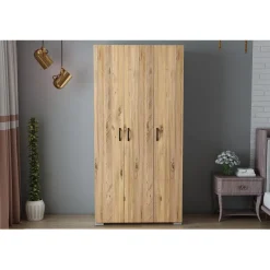Vaatekaappi Linento Furniture Feraye 3 Kapakli, ruskea