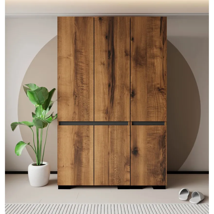 Vaatekaappi Linento Furniture Floransa 135 V3, 135x210cm, ruskea/antrasiitti