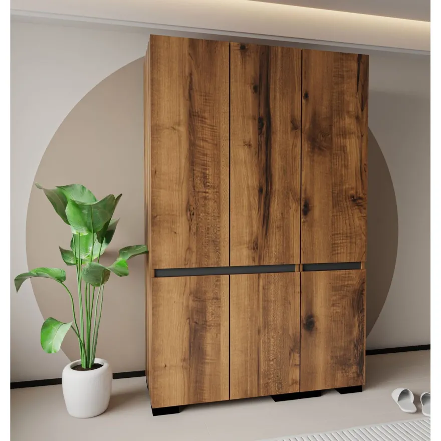 Vaatekaappi Linento Furniture Floransa 135 V3, 135x210cm, ruskea/antrasiitti