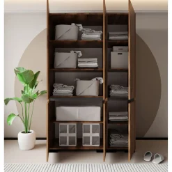 Vaatekaappi Linento Furniture Floransa 135 V3, 135x210cm, ruskea/antrasiitti