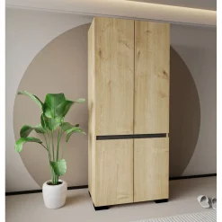 Vaatekaappi Linento Furniture Floransa 90 V3, 90x210cm, vaalean ruskea/antrasiitti