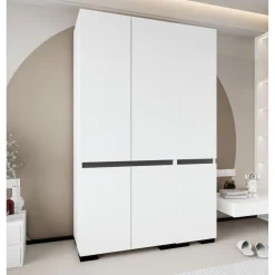 Vaatekaappi Linento Furniture Floransa 135 V2, 135x210cm, valkoinen/antrasiitti