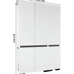 Vaatekaappi Linento Furniture Floransa 135, 135x210cm, valkoinen/antrasiitti