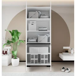 Vaatekaappi Linento Furniture Floransa 90, 90x210cm, valkoinen/antrasiitti