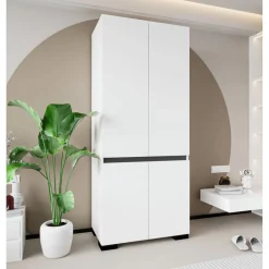 Vaatekaappi Linento Furniture Floransa 90, 90x210cm, valkoinen/antrasiitti