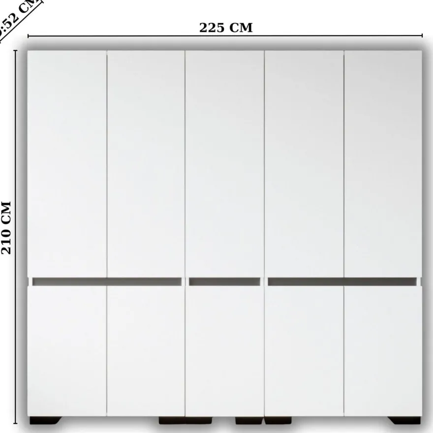 Vaatekaappi Linento Furniture Floransa 225, 225x210cm, valkoinen/antrasiitti