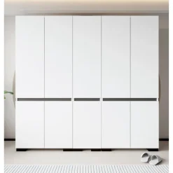 Vaatekaappi Linento Furniture Floransa 225, 225x210cm, valkoinen/antrasiitti