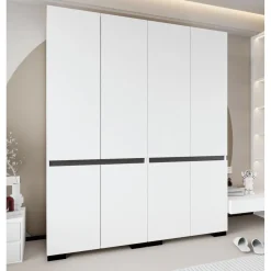 Vaatekaappi Linento Furniture Floransa 225, 225x210cm, valkoinen/antrasiitti