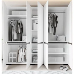 Vaatekaappi Linento Furniture Floransa 225, 225x210cm, valkoinen/antrasiitti